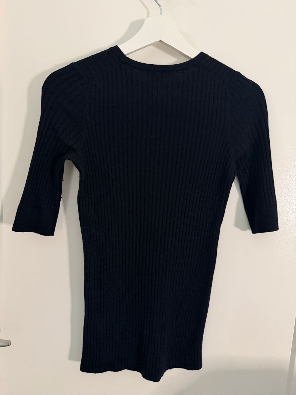 Vince Navy Ribbed Cashmere Blend Knit Top 3/4 Sleeve Size S - Picture 4 of 7